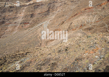 Une section de la falaise massive (plus de 1 km de haut) de la baie d'El Golfo, Las Puntas, El Hierro, Îles Canaries, Espagne Banque D'Images