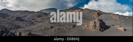 Panorama vers le nord à l'égard Montana del Mago, San Antonio et Volcans Teneguia, La Palma, Canary Islands, Spain Banque D'Images