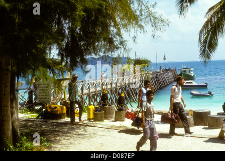 L'île de Rawa,plages bordées de palmiers, le sable blanc,la plongée,Plongée,reposant Côte Est de la Malaisie, Mer de Chine du Sud Banque D'Images