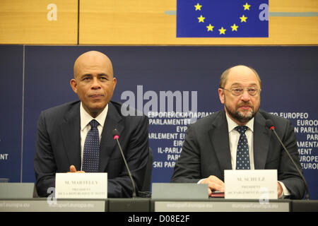 Président Martelly d'Haïti au Parlement européen Banque D'Images