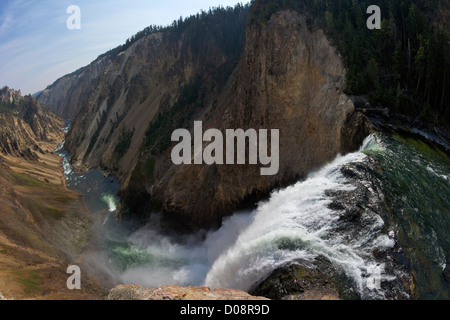 Bord de Lower Falls de Yellowstone River, Grand Canyon de la Yellowstone, le Parc National de Yellowstone, Wyoming, USA Banque D'Images