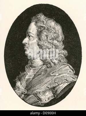 Pierre le Grand, Peter I ou Piotr Alexeyevitch Romanov, 1672 - 1725. Le Tsar de Russie. Banque D'Images