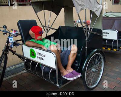 Couchage pilote Trishaw , Singapour Banque D'Images