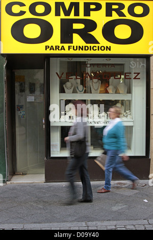 Un magasin qui achète l'or Séville Andalousie Espagne Banque D'Images