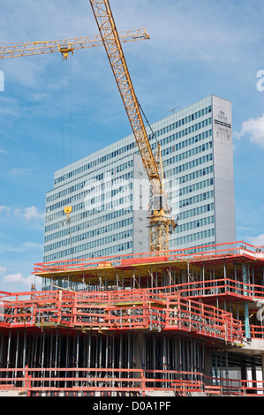 Construction de nouveau centre commercial, Düsseldorf, Allemagne. Banque D'Images