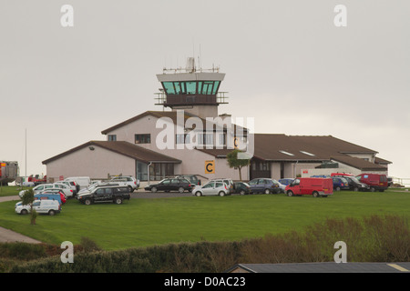 Bâtiment de l'aéroport à St Mary's, à l'île de Scilly Banque D'Images