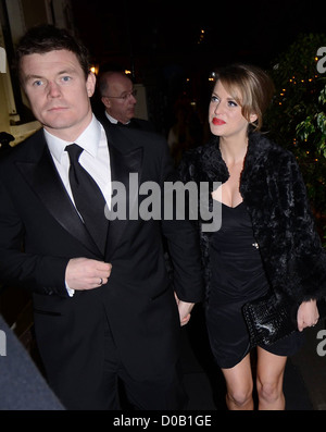 Brian O'Driscoll, Amy Huberman, à l'Irlandais Bord Gais Energy Book Awards 2010 qui a eu lieu à la Mansion House, Dublin - Arrivées Banque D'Images