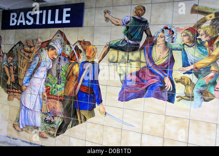 La station de métro Bastille, Paris, France Banque D'Images