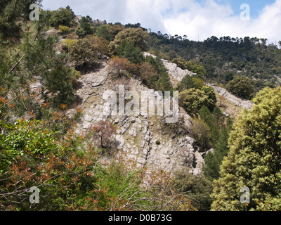 Randonnée dans la réserve naturelle de Cazorla Sierrra en Andalousie Espagne, la montagne avec une rare motif carré sur la surface Banque D'Images