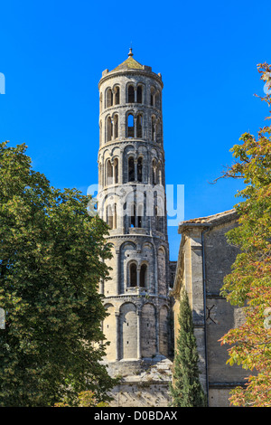 Uzes, tour fenestrelle, Cathédrale de Saint Théodore, Languedoc Roussillon, France Banque D'Images