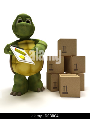 3D Render de la Tortue avec les caisses d'expédition Banque D'Images