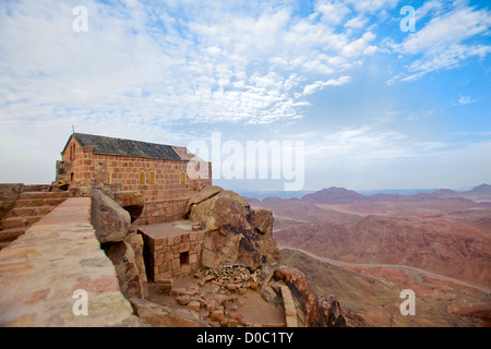 Chapelle Orthodoxe grecque sur le mont Sinaï / Moïse montagne à 2285m en Egypte Banque D'Images