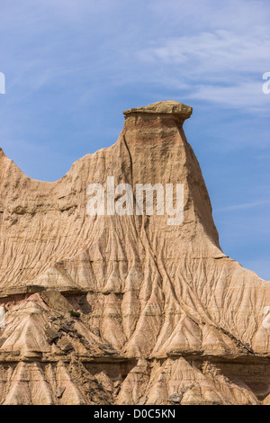 Rock de forme bizarre dans le parc naturel de Bardenas Reales Navarra, Espagne Banque D'Images