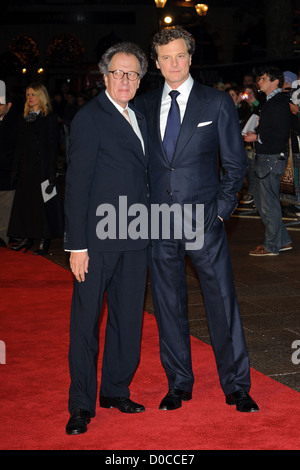 Geoffrey Rush et Colin Firth Le BFI London Film Festival : "Le discours du roi" - UK film premiere tenue à l'Odeon Leicester Banque D'Images