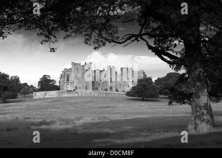 Le noir et blanc Raby Castle, Staindrop, Darlington, Durham County, Angleterre, Grande-Bretagne, Royaume-Uni Banque D'Images