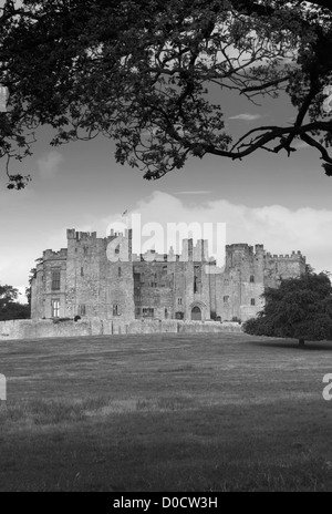 Le noir et blanc Raby Castle, Staindrop, Darlington, Durham County, Angleterre, Grande-Bretagne, Royaume-Uni Banque D'Images