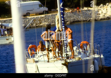 L'île de Céphalonie Céphalonie ou,Plages,Port,Assos Fiskardo,Plage de Myrtos, Cyprès,Paysages,marines,Grèce Banque D'Images