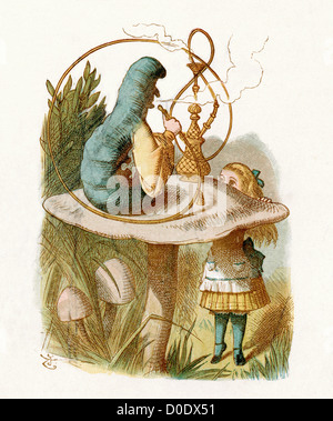 La Chenille Bleue, à partir de l'histoire de Lewis Carroll, Alice au Pays des Merveilles, Illustration par Sir John Tenniel 1871 Banque D'Images