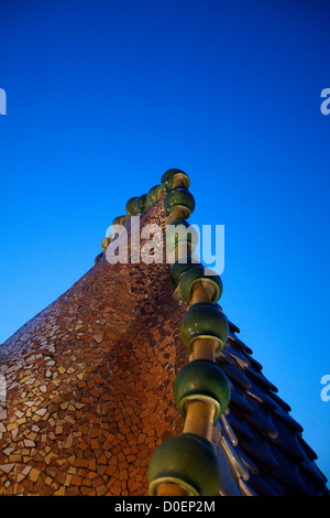 Détail de la toit de la Casa Batlló à Barcelone Banque D'Images