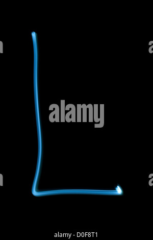 La lettre L de lumière néon. Banque D'Images