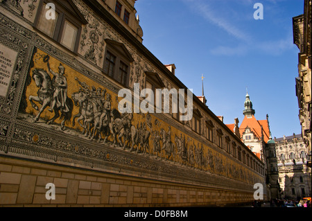 Kurfurstenzug, Procession des Princes, fresque de porcelaine de Meissen, Dresde, Saxe, Saxe, Allemagne Banque D'Images