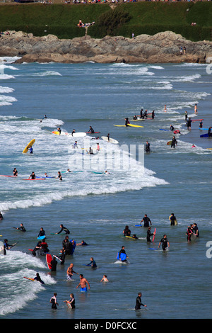 Plage de surf de Fistral Newquay, Cornwall County ; ville ; Angleterre ; UK Banque D'Images