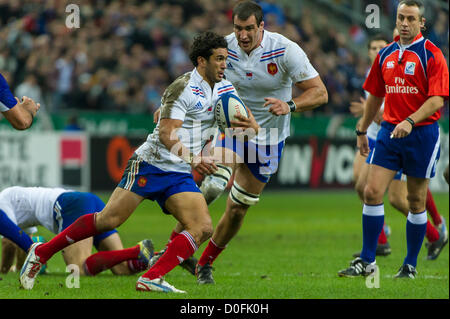 2012-11-24. Saint Denis (France). Rugby test match France (22) contre les Samoa (14). Maxime Mermoz (France). Photo Frédéric Augendre Banque D'Images