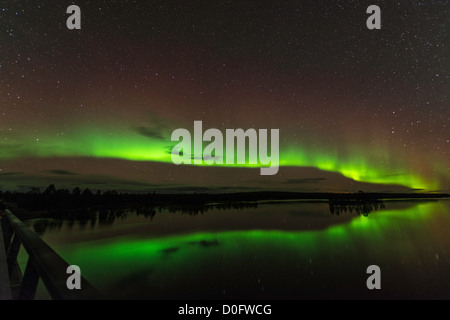 Northern Light ou Aurore Boréale Nellim près du lac Inari Laponie Finlande Banque D'Images