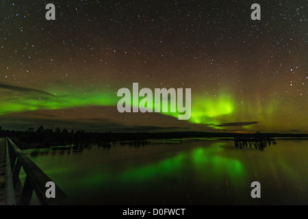 Northern Light ou Aurore Boréale Nellim près du lac Inari Laponie Finlande Banque D'Images