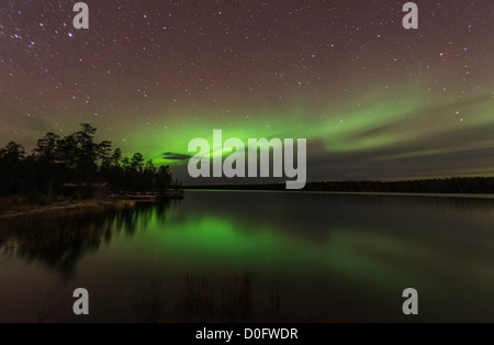 Northern Light ou Aurore Boréale Nellim près du lac Inari Laponie Finlande Banque D'Images