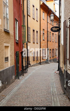 Street dans la vieille ville de Stockholm, Suède Banque D'Images