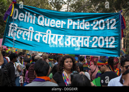 La parade de la fierté gai et Delhi annuel pour 2012 a eu lieu au centre de New Delhi, Inde le 25 novembre 2012. Banque D'Images