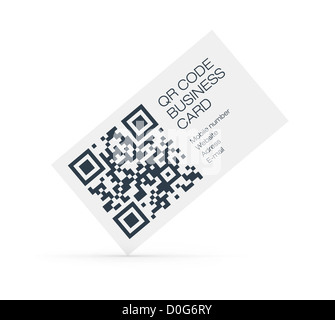 Carte de visite avec code QR information. Isolé sur blanc. Banque D'Images