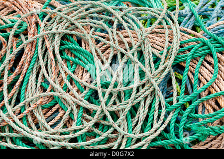 Les filets de pêche à Mevagissey Cornwall, Port Banque D'Images