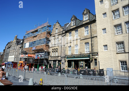 Préparation de moto Road Race Grassmarket, Édimbourg Banque D'Images