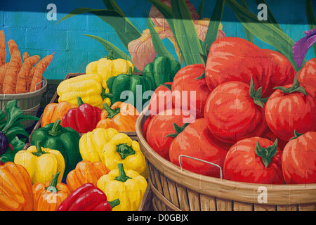 Marché de producteurs de peinture murale wall art, South Haven michigan usa Banque D'Images