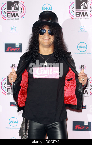 Slash MTV Europe Music Awards 2010 à l'MagicaArrivals La Caja Madrid, Espagne Banque D'Images