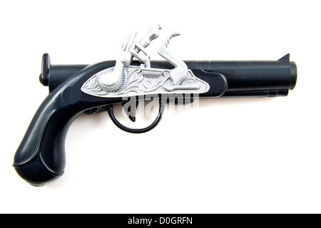 Noir Argent vintage gun isolated over white Banque D'Images