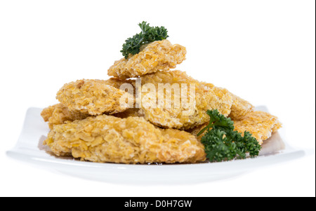 Partie de Nuggets de Poulet isolé sur fond blanc Banque D'Images