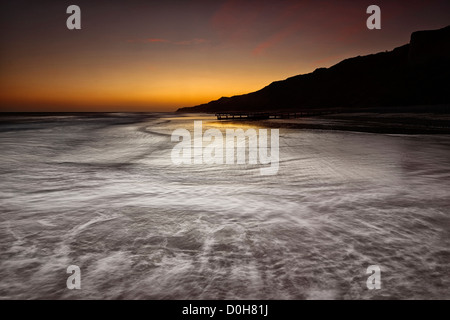 Un North Norfolk winters lever du soleil sur la plage de l'est du Texas City Banque D'Images