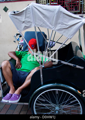 Couchage pilote Trishaw , Singapour Banque D'Images