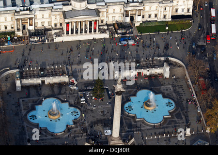 Vue aérienne de Trafalgar Square à Londres. Banque D'Images