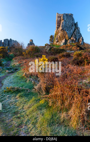 Chapelle en ruine de Saint Michel datant de 1409, Roche affleurement rocheux. Cornwall, Angleterre, Royaume-Uni, Europe Banque D'Images