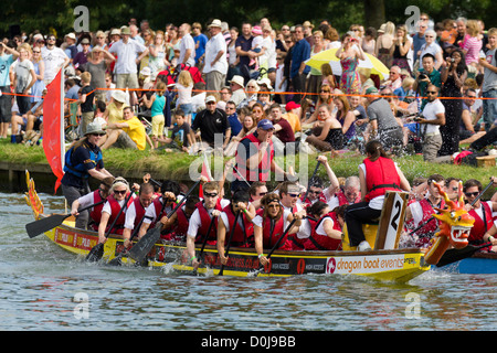 La course de bateaux-dragons à Abingdon-on-Thames. Banque D'Images