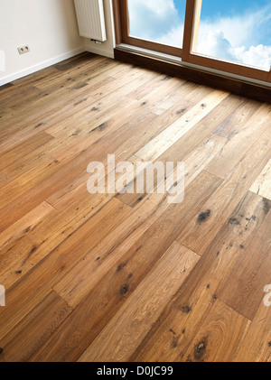 Résumé fond un plancher en bois, il y a un chemin pour Windows Banque D'Images