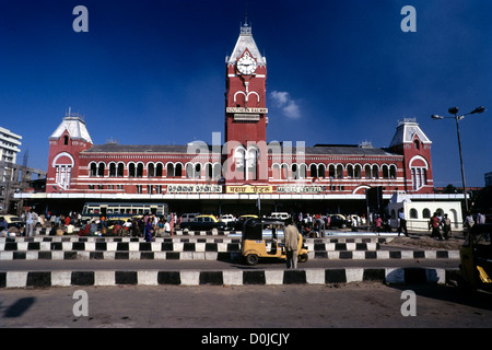 La gare centrale construite en 1873 ;;Chennai Madras, Tamil Nadu, Inde Banque D'Images