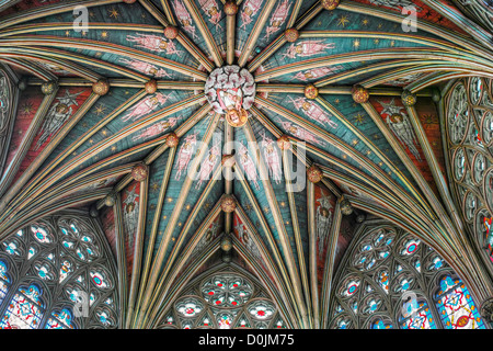 L'Octogone plafond peint en cathédrale d'Ely. Banque D'Images