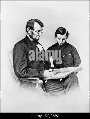 Lincoln avec son fils Tad Banque D'Images