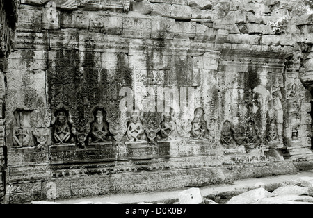 L'art dans les ruines de Temple de Preah Kahn aux Temples d'Angkor dans la jungle à Siem Reap au Cambodge en Asie du sud-est. Histoire du billet Banque D'Images