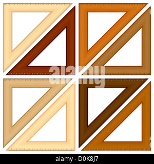 Triangle en bois Jeu de règle sur un fond blanc. Vector illustration. Banque D'Images